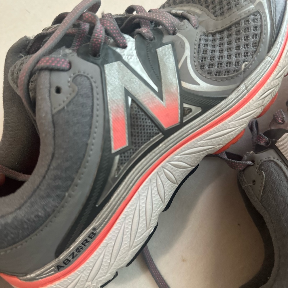 New Balance Gray and Coral Athletic Shoes